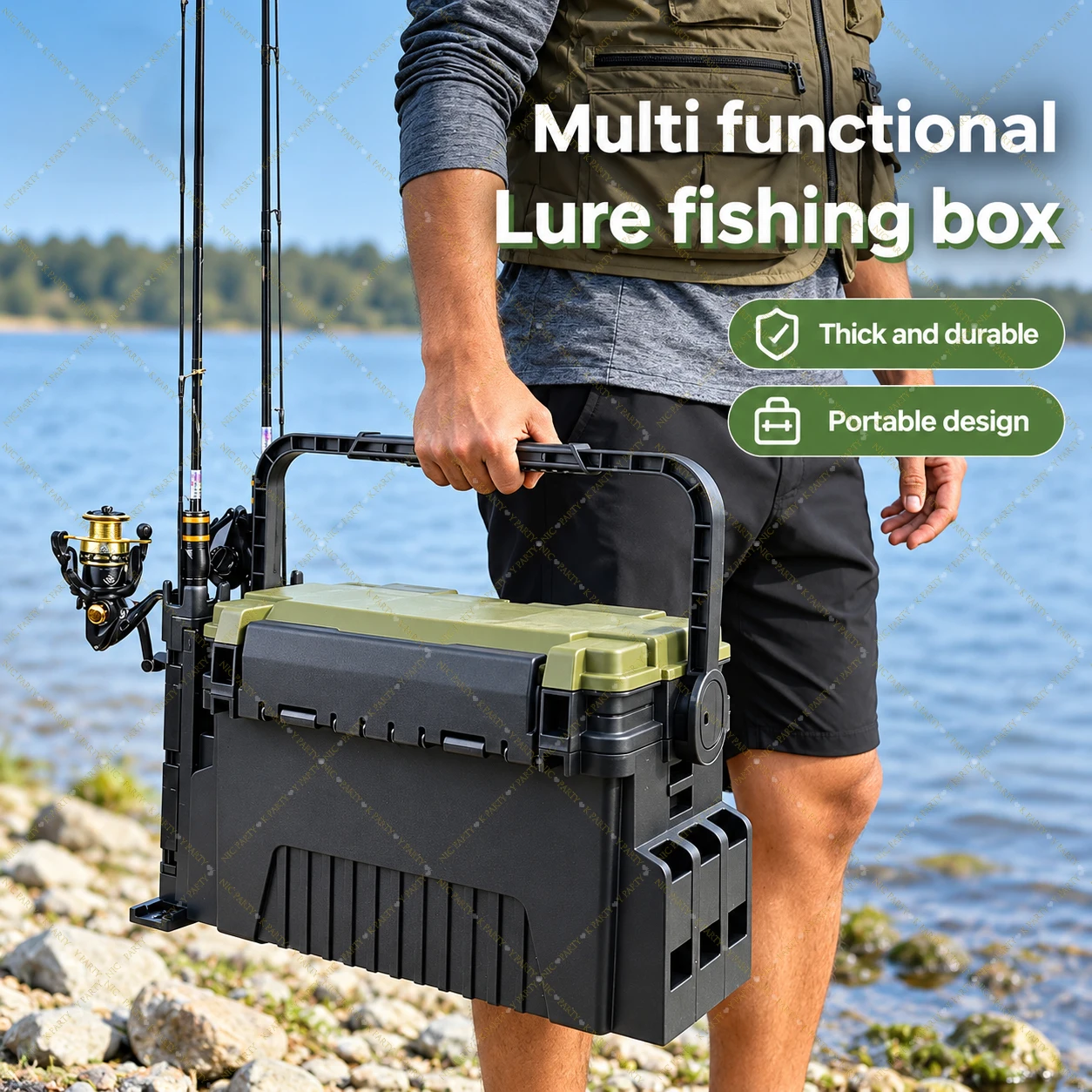Fishing Kayak Crate - Duża pojemna skrzynka wędkarska z podstawą,